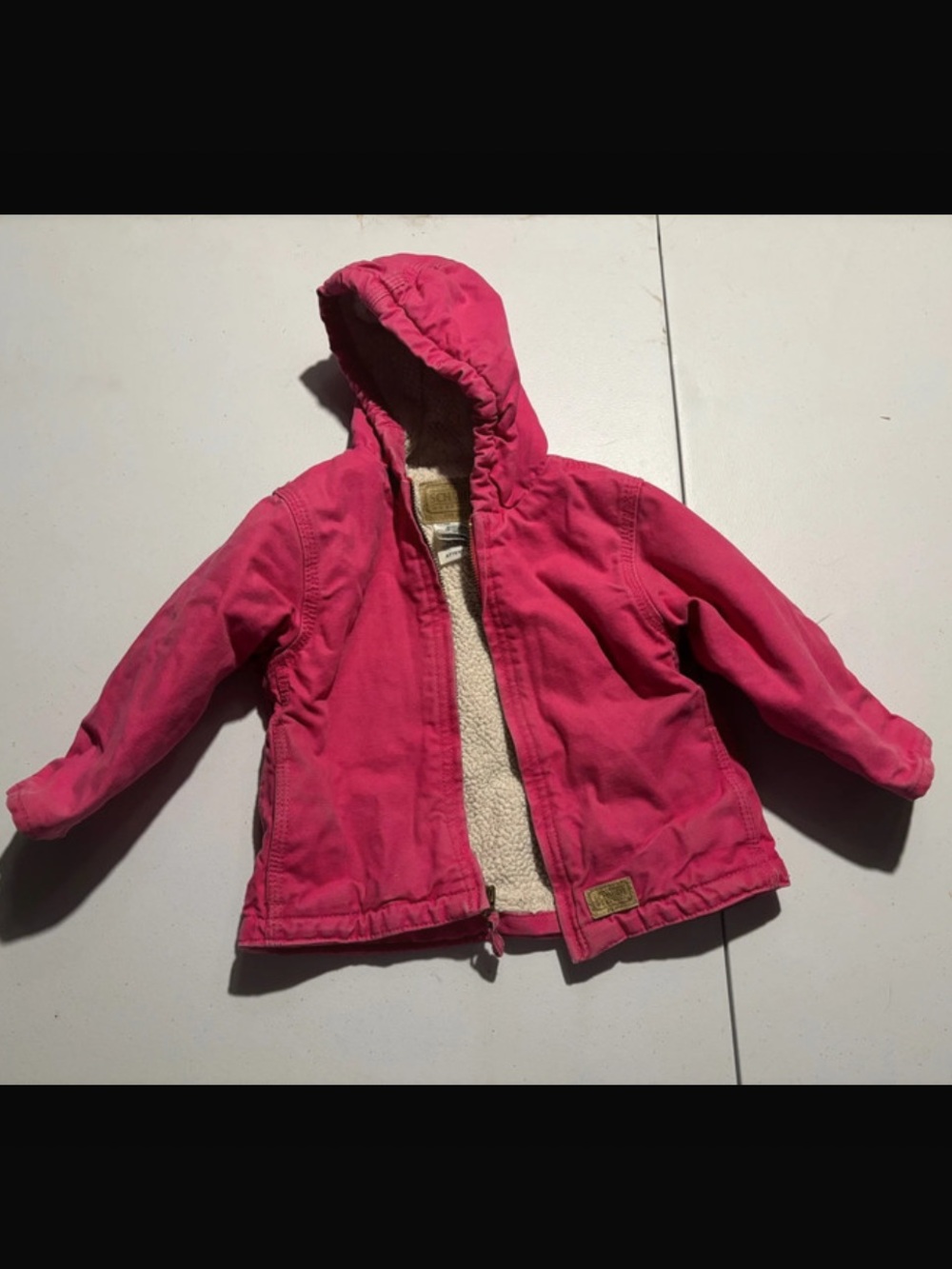 Girls' Hooded Pink Sherpa-Lined Puffer Jacket
